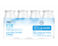 Lốc Sữa Uống Lên Men Ít Đường TH true YOGURT PROBIOTICS 85 ml